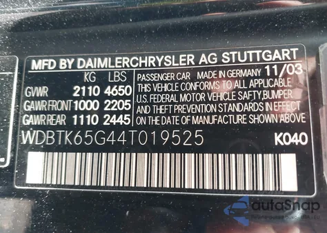 2004 Mercedes-Benz Clk 320 z USA, uszkodzony, nr VIN WDBTK65G44T019525